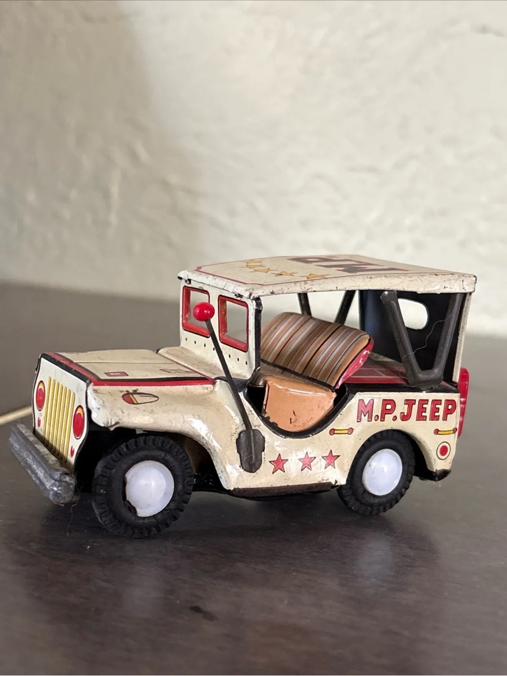 Vintage Toy M.P.  Jeep SSS Japan 1950s Tin Litho Friction Powered